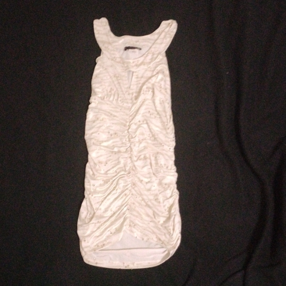 medium white and gold silky dress